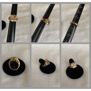 Lovely  yellow goldtone warm light amber color CZ ring size 6